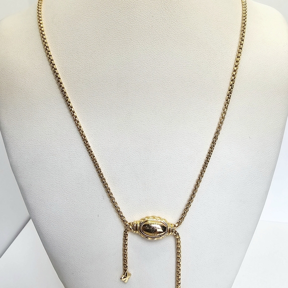 David Yurman 18k Gold 38" Adjustable Box Chain Slider Necklace - Picture 4 of 6